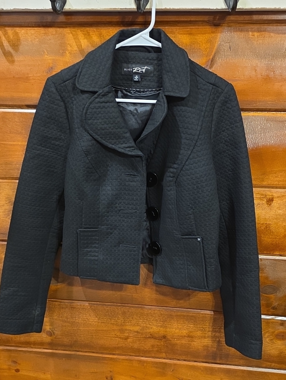 Black Rivet Women's Black Textured Cropped Blazer